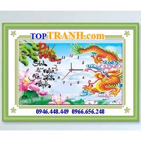 Tranh thêu đồng hồ chữ Phúc